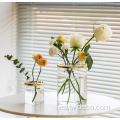 Jarrón de flores de vidrio personalizado con tapa de cuadrícula de metal